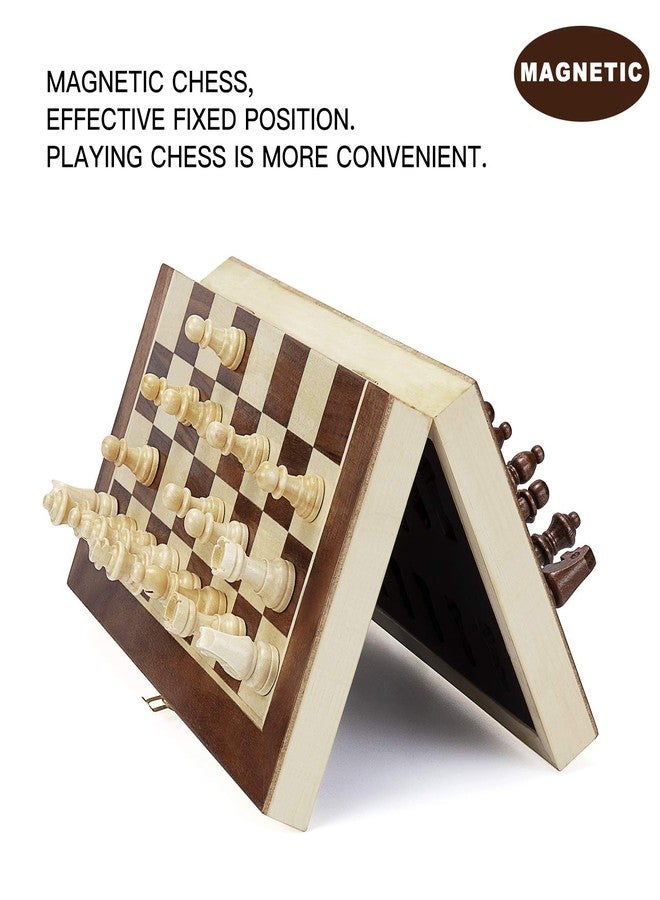 AMEROUS 12" x 12" Magnetic Wooden Chess Set for Kids and 6 up Age, 2 Bonus Extra Queens, Folding Board with Storage Slots, Handmade Chess Pieces, Portable Travel Chess Board Game Sets - Image 5